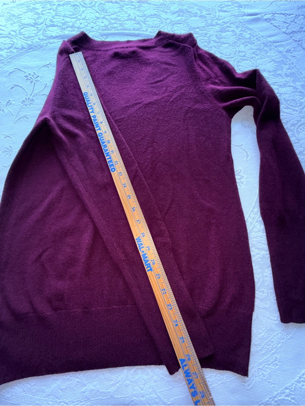 J.Crew Italian Cashmere V-Neck Sweater Burgundy Wine Red Women's Size L - Picture 7 of 11